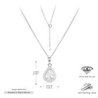 Silver Zircon Halo Pendant Necklace