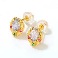 Gold Multicolor Prong Stud Earrings