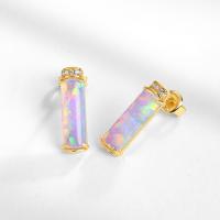 Iridescent Opal Gold Drop Earrings