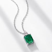 Silver Emerald Prong Pendant Necklace