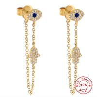 Gold-Plated Evil Eye Dangle Earrings