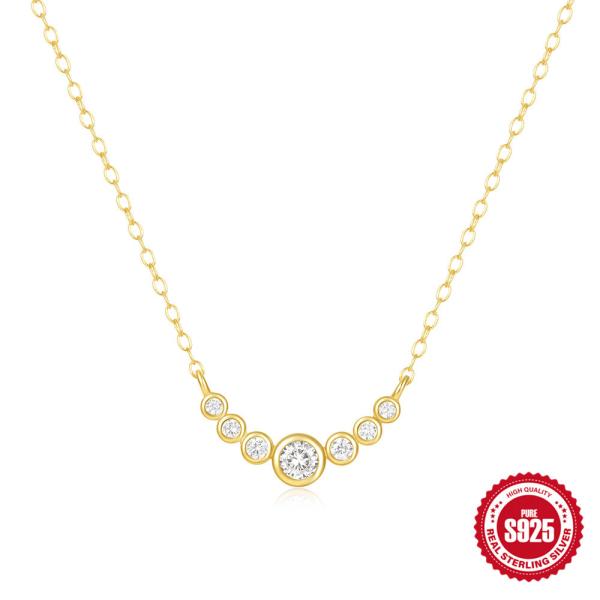 Gold-Tone Bezel Set Cubic Zirconia Necklace