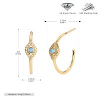 Gold-Plated Blue Zirconia Geometric Hoop Earrings