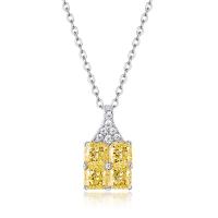 Cluster Yellow Stone Silver Pendant Necklace