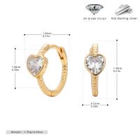 Gold Heart Zirconia Huggie Earrings