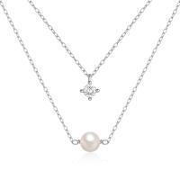 925 Silver Layered Pearl and CZ Necklace
