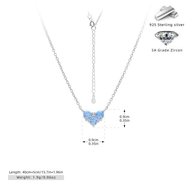 Blue Heart Cubic Zirconia Pendant Necklace