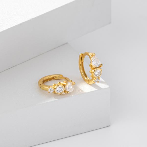 Gold Cubic Zirconia Huggie Earrings