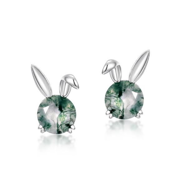 Jade Bunny Stud Earrings