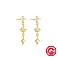 Gold-Plated Star Crystal Dangle Earrings