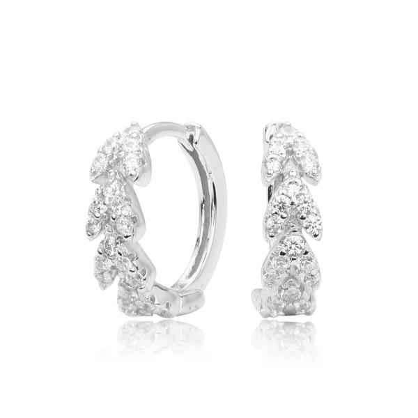 Silver Heart Motif Huggie Earrings
