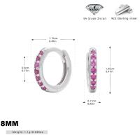 Medium Silver Pink Zircon Huggie Earrings