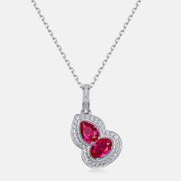Ruby Halo Silver Pendant Necklace