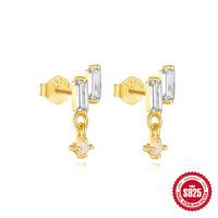 Gold-Plated Opal Drop Stud Earrings