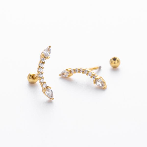 Gold Cubic Zirconia Climber Earrings