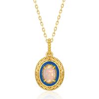 Geometric Opal Pendant Necklace