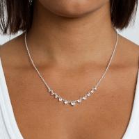 Silver Station Necklace with Cubic Zirconia