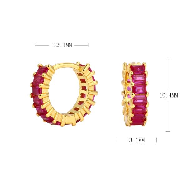 Gold Ruby Huggie Earrings