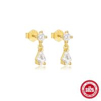 S925 Gold-Plated Crystal Dangle Earrings