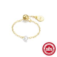Gold-Tone Chain Ring with Cubic Zirconia