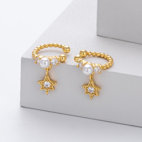Gold Star Pearl Ear Cuffs