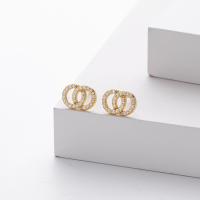 Gold Pavé Interlocking Circle Stud Earrings
