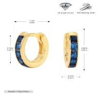 Gold Blue Zircon Huggie Earrings