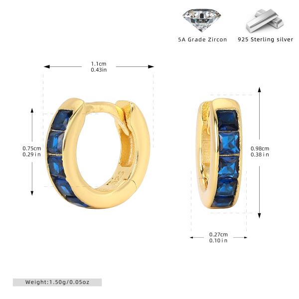 Gold Blue Zircon Huggie Earrings