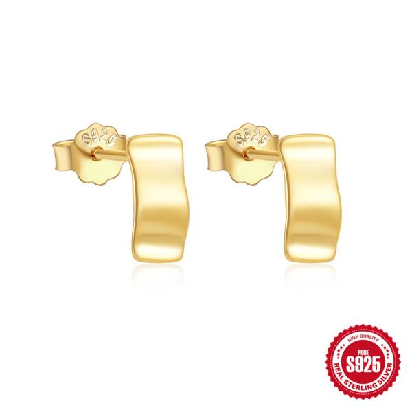 Gold-Finish 925 Silver Stud Earrings