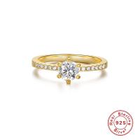 Gold-Finish Solitaire Ring with Cubic Zirconia