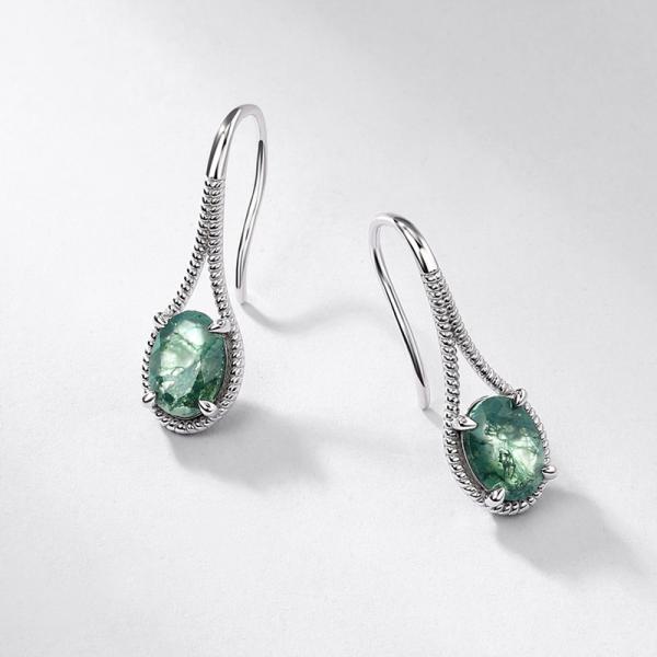 Sterling Silver Emerald Drop Earrings