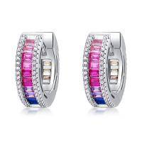 Multicolor Channel-Set Silver Huggie Earrings