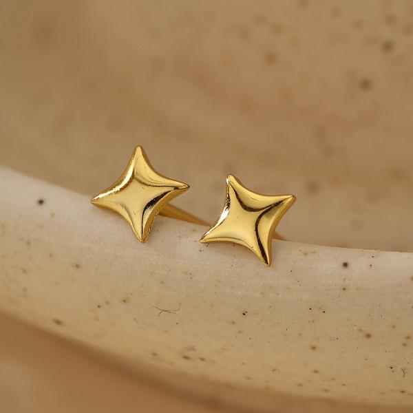 Gold Geometric Star Stud Earrings