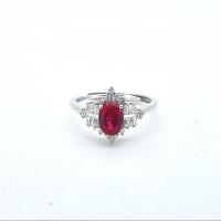 Sterling Silver Ruby Halo Ring