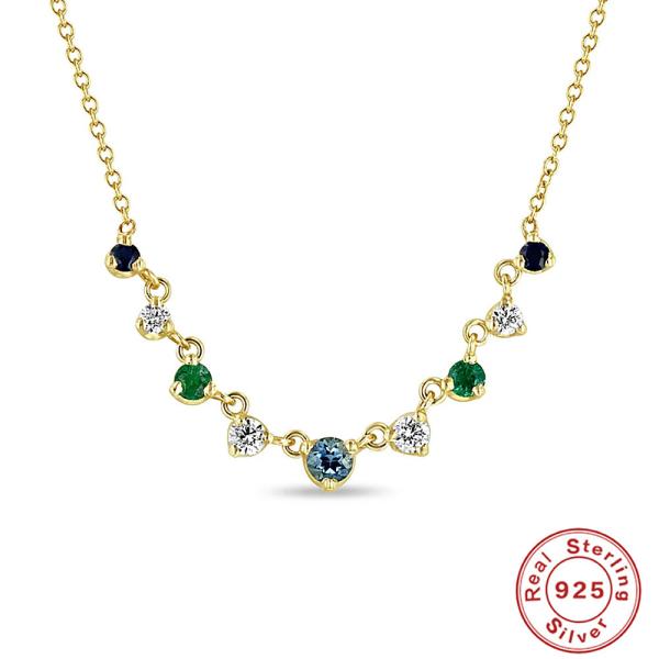 Gold-Plated Multicolor Station Necklace