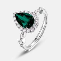 Sterling Silver Green Halo Ring