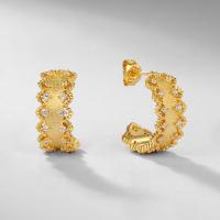 Gold Cubic Zirconia Medium Hoop Earrings
