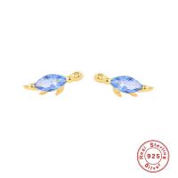 Gold-Tone Blue Crystal Animal Stud Earrings