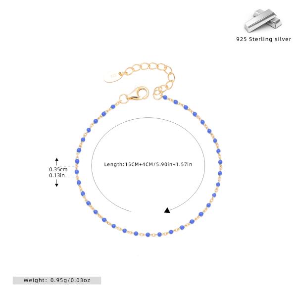 Gold Blue Beaded Chain Bracelet