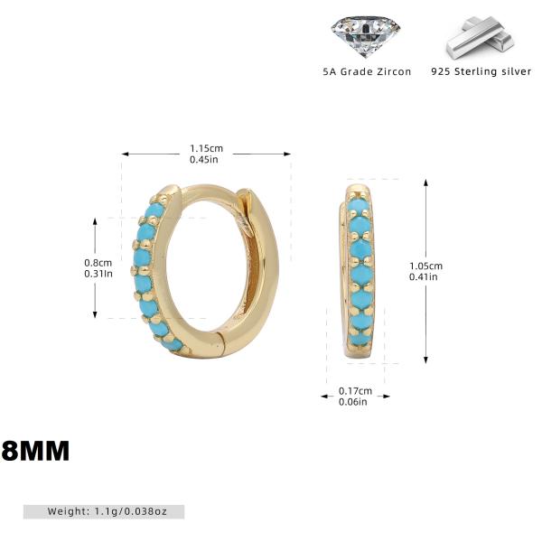 Gold Huggie Earrings with Turquoise Stones