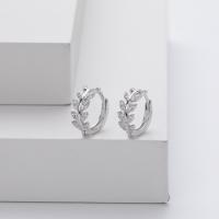 Silver Leaf Motif Huggie Earrings