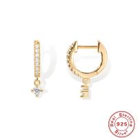 925 Silver Gold-Tone Pavé Charm Huggie Earrings