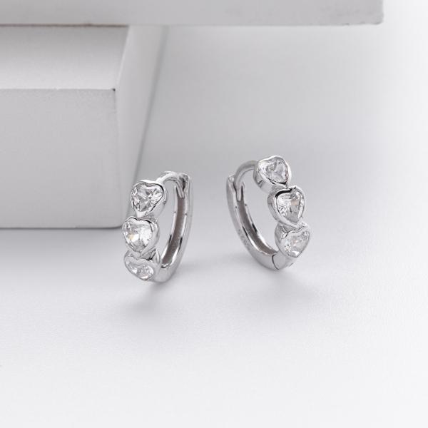 Silver Heart Huggie Earrings