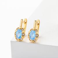 Gold Blue Stone Huggie Earrings