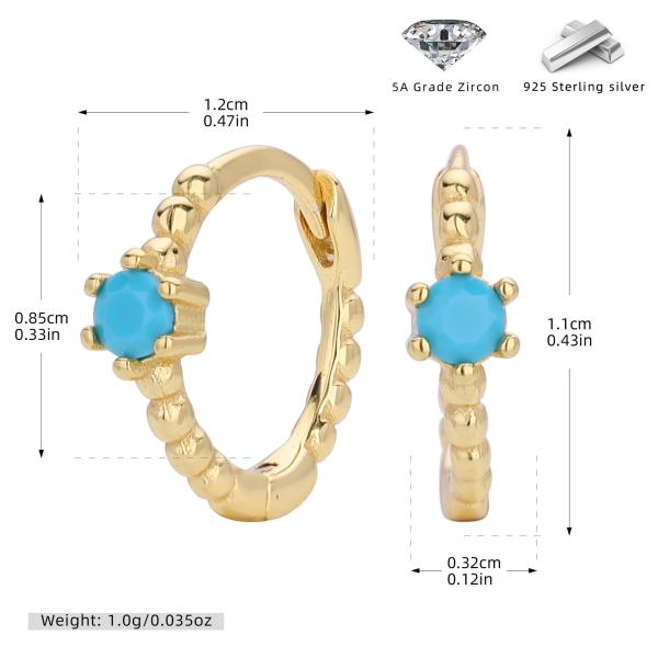 Gold Turquoise Zircon Huggie Earrings