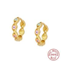 925 Silver Multicolor Enamel Evil Eye Hoops