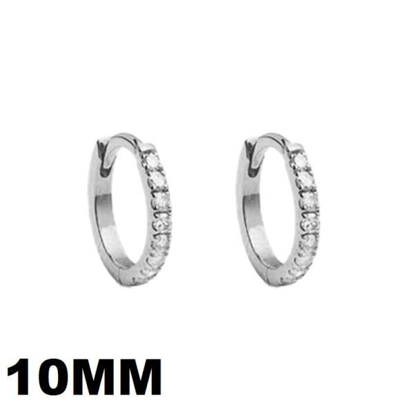 Silver Pavé Cubic Zirconia Medium Huggie Earrings