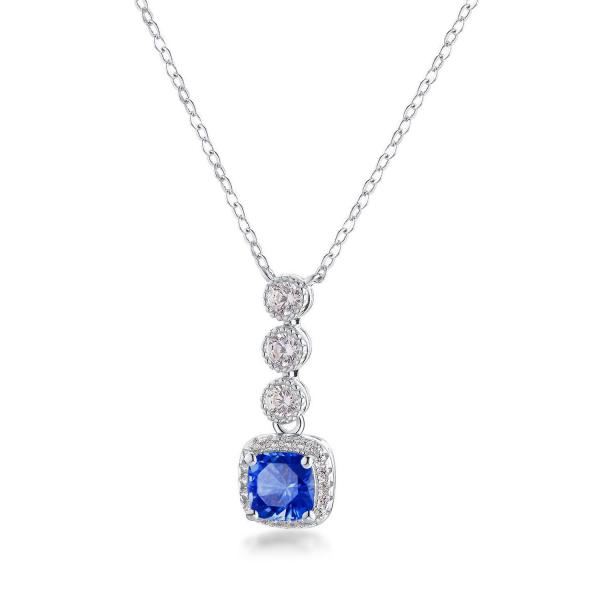 Sterling Silver Blue Stone Pendant Necklace