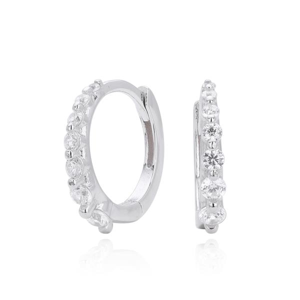 Silver Cubic Zirconia Huggie Earrings
