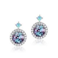 Multicolor Round Silver Dangle Earrings
